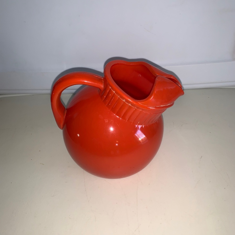Anchor Hocking tilted ball pitcher tangerine orange Fire King 50’s MCM